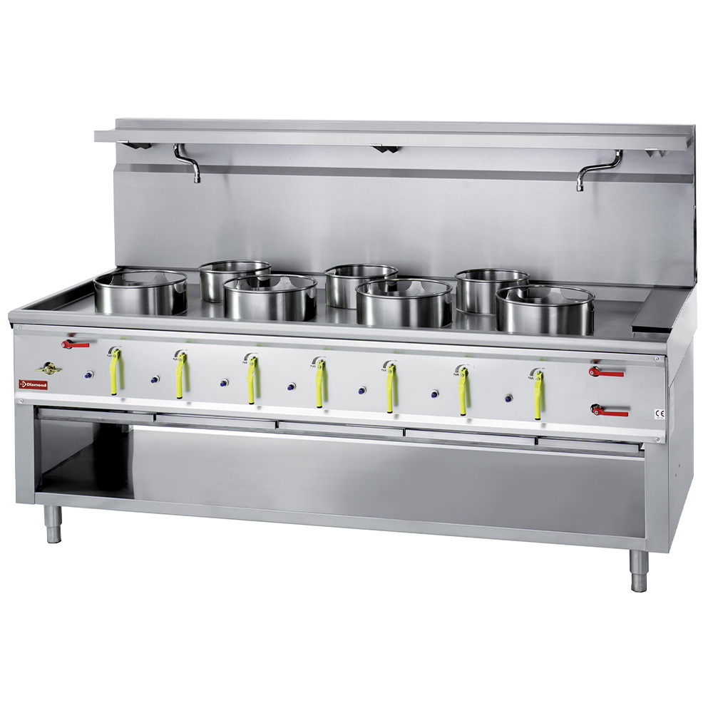 Gas Wok Herd 7 Brenner mit Überflutungssystem Gas Wok Herd 7 Brenner mit Überflutungssystem