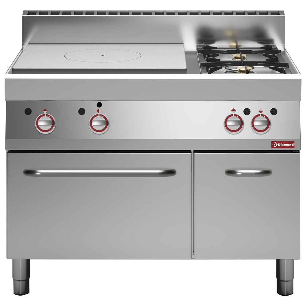 Gasherd Glühplatte, 2 Brenner, Gasbackofen, neutraler Unterbau